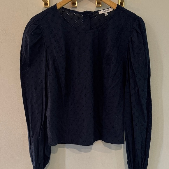 Madewell Navy Long Sleeve Blouse - Picture 3 of 3